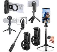 4-in-1 Multifunctional 360° Rotation Magnetic Selfie Stick, 2025 New Mini Selfie Stick Tripod with Wireless Remote Control, Portable Retractable Phone Travel Stand for Phone Android All Series (2PCS)