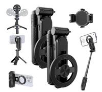 4-in-1 Multifunctional 360° Rotation Magnetic Selfie Stick with Wireless Bluetooth Control,Portable Extendable Phone Tripod,for Travel & Live Streaming (2 Pcs)