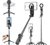 4-in-1 Multifunctional 360° Rotation Magnetic Selfie Stick with Wireless Remote, Magnetic Phone Tripod Stand for iPhone & Android, Phone Stand for Video Recording & Vlogging (1Pcs)