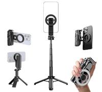 4 in 1 Multifunctional Magnetic Selfie Stick, 360° Rotation Magnetic Phone Selfie Stick Tripod with Remote, Portable Extendable Pocket Mini Camera Tripod for Travel Vlog (Black)
