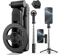 4 in 1 Multifunzionale 360° Rotazione Selfie Stick, Mini treppiede portatile allungabile per telefono con telecomando e anello in metallo per iPhone e Android, per viaggi Vlog Live Streaming