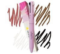 4 in 1 Penna per il trucco con ricarica la penna di bellezza compatta con eyeliner, fodera per le labbra, matita per sopracciglia e evidenziatore per le donne viaggiare il ritocco in viaggio