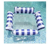 4 in 1 Piscina Gonfiabile Adulti Poltrona gonfiabile a quattro tubi con letto galleggiante in rete amaca per divertimenti acquatici sedia pieghevole a righe(4 tubes dark blue)