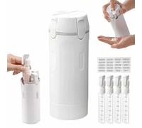 4 in 1 Refillable Travel Dispenser Bottles,Portable Leak Proof Toiletry Containers with Scale & Label,Multipurpose Push-Down Silicone Storage,for Shampoo Lotion Conditioner Cream(Bianco)