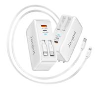 4 in 1 Retractable Wall Charger with Dual Cables,40W Retractable Phone Charger Wall Plug with Dual USB Ports,20W USB C Chargers Block Fast Charging for iPhone 17 16 15 14 13,LG,Galaxy S24 23,Pixel
