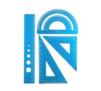 4 in 1 Righello di Metallo In Lega di Alluminio Angolo Righello Goniometro Triangolo Righello Multifunzionale Strumenti di Misura Set Goniometro Quadrato(4in1 Ruler Blue)