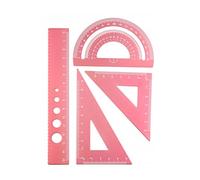 4 in 1 Righello di Metallo In Lega di Alluminio Angolo Righello Goniometro Triangolo Righello Multifunzionale Strumenti di Misura Set Goniometro Quadrato(4in1 Ruler Pink)