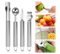4 In 1 Scavino da Cucina Levatorsoli per Frutta Varia Levatorsolo Mela Acciaio Core Remover Strumenti per Intagliare La Fruttaper per Diy Fruit Salads, Fruit Carving Knife