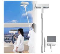 4 in 1 Spruzzo Lavavetri con Raccoglitore Acque Nere E 3 Panni, Lavavetri Professionale con Asta di Prolunga Tergivetro Professionale per Finestre Alte Interne/Esterne