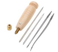 4 in 1 Strumento per cucire e punzonare il cuoio con manico in legno, strumento per cucire e punzonare il cuoio