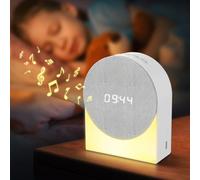 4 in 1 Sveglia Digitale+Macchina del Suono+Altoparlante Bluetooth+Luce Notturna, Gemmac Sveglia con Lampada da Notte per Camera da Letto Rumore Bianco Succhietto Macchina del Suono per Bambini, Vivaio