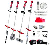 4 in 1 Tagliasiepi Decespugliatore erba moto sega 12" olio 2 batterie 6 Ah 2000W