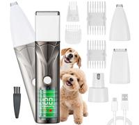 4 in 1 Tosatrice per Cani Gatti pelo Lungo Professionale Ninonly IPX4 Impermeabile Rasoio per Cani con 4 Testine Multiuso per la Depilazione di Tutto il Corpo Ricaricabile Gunmetal