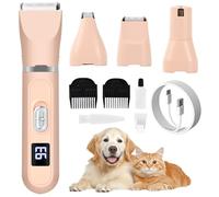 4 in 1 Tosatrice per Cani Rasoio per Cani Gatti Macchinetta per Tosare Cane Kit Toelettatura Professionale Silenziosa Taglia Pelo per Animali Domestici Zampe Artiglio Folto (Rosa)