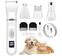 4 in 1 Tosatrice per Cani Rasoio per Cani Gatti Macchinetta per Tosare Cane Kit Toelettatura Professionale Silenziosa Taglia Pelo per Animali Domestici Zampe Artiglio Folto (Bianco)