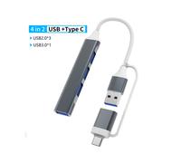 (4 in 2 grigio) 4/5/7 porte USB 3.0 tipo C Hub concentratore Docking station Lettore di schede SD TF