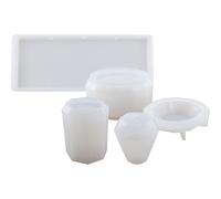 4 in resina per set di da bagno, stampo in silicone per la fusione di resina epossidica Organizzatore da banco - porta spazzolino da denti tazza bottiglia