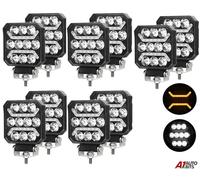 4 inch LED Work Luce Barra X10 Pois Quadrato Tetto Anteriore Lato Ambra Fog 12V