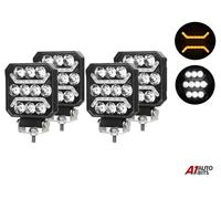 4 inch LED Work Luce Barra X4 Pois Quadrato Tetto Anteriore Lato Ambra Fog 12V