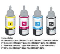 4 INCHIOSTRI 100 ML BK/C/M/Y PER EPSON ECOTANK 664 ET-2700 2750 2756 3700 3750