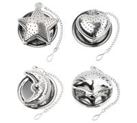 4 Infusore tè Colino, Infusore per Tisane, Infusore Tè in Acciaio Inossidabile, Filtro Tisana Infusione Filtro per Tisane, 4 Forme: Stella, Luna, Conchiglia, Cuore per Filtrare le Foglie di Tè