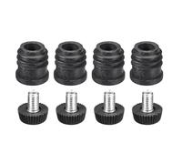 4 inserti per tubi rotondi con piedini di livellamento, per tubo rotondo OD da 16 mm, filettatura M6 in plastica nera, tappi per gambe di mobili e sedie