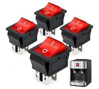 4 interruttori a levetta da 230 V, con spia luminosa, interruttore a | rosso luminoso, interruttore on/off 230 V, adatto come interruttore da incasso per luci piccole, interruttore di
