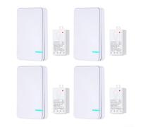 4 interruttori della luce con ricevitore, interruttore impermeabile IP66, timer programmabile e programmabile, bianco