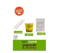 4 KIT BIO ACCESSORI DA 100 pz PER CAFFE' 400 BICCHIERI 400 ZUCCHERO 400 PALETTIN