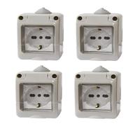 4 Kit Cassetta Elettrica IP55 Con Sportellino, 2 Moduli Presa Schuko P40 Universale 10/16A, Kit Scatola Elettrica Pronta, Montaggio Da Muro Parete Esterno