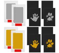 4 Kit Impronta Cane Color Oro E Argento 10 cm × 6 cm, con 8 Cartoncini, Non Entra In Contatto con L'Inchiostro Kit Impronta Mani e Piedi Neonati per a Neonati da 0 a 6 Mesi e Piccoli Animali Domestici