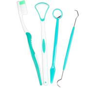 4 kit per la cura dentale con setole morbide, spazzolino da denti, raschietto per lingua, specchio e dentisti, per pulizia interdentale superiore