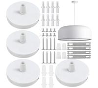 4 lampade a baldacchino, in metallo, colore bianco, 80 mm, con ciondolo a baldacchino, per lampada da soffitto, attacco in metallo, scatola di giunzione per baldacchino