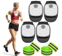 4 lampadine a LED con clip - Clip per luce da corsa con 2 paia di braccialetti riflettenti, USB ricaricabili con 4 modalità di illuminazione, clip per luce da corsa, impermeabile, per jogging,