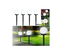 4 LAMPIONE SOLARE 1 LED GIARDINO 10 CM SU PICCHETTO LAMPADE GLOBO PER ESTERNI