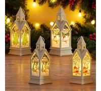 4 lanterne decorative natalizie, a LED, 17,5 cm, con LED, per esterni, lanterne da giardino, illuminazione per Natale, per esterni, giardino, decorazione per interni ed esterni