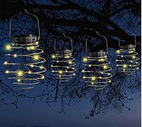 4 lanterne solari a spirale, lanterne creative da appendere con manico, luci decorative da giardino ad energia solare per patio, cortile, portico sentiero