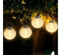4 lanterne solari per esterni, resistenti alle intemperie: 20 cm, lanterna LED impermeabile, luce bianca calda, lanterna da giardino, lanterna per giardino, terrazza
