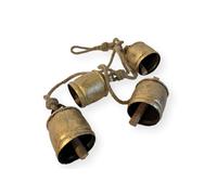 4 LARGE COW BELLS Distressed Gold hanging on a Rustic Rope| Ornamental Bells