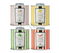 4 Lattine Olio Extra Vergine Aromatizzato 100ml | 99% EVO Pugliese | Aglio, Limone, Basilico & Peperoncino| Condimento Gourmet Italiano | 13 di Ilaria | Poker