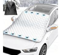 4-Layer Magnetic Windshield Cover for Car, Car Windshield Magnetic Snow Cover, Windshield Frost Protector Cover with Side Window and Rearview Mirror Protector, for Most Cars, SUV, Truck (110*145cm)