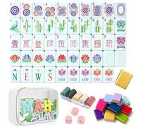 4 Layer Mahjong Tiles American, 160 PCS Premium Acrylic mahjongs Tile Set with Clear Engraved Layered Tiles, American Set with Dice & Carrying Bag, forTravel Game Nights Family Gatherings (G1)