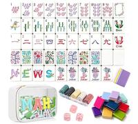 4 Layer Mahjong Tiles American, 160 PCS Premium Acrylic mahjongs Tile Set with Clear Engraved Layered Tiles, American Set with Dice & Carrying Bag, forTravel Game Nights Family Gatherings (A1)