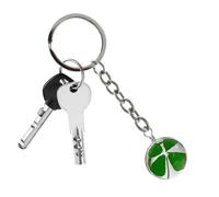 4 Leaf Clover Keychain - Green Glass Charm, Decorative Keyring Jewelr