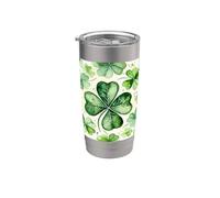 4 Leaf Clovers Pattern Happy St Pattys Day Lucy Irlanda Mom Bicchiere termico in acciaio inox doppia parete