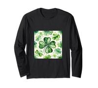 4 Leaf Clovers Pattern Happy St Pattys Day Lucy Irlanda Mom Maglia a Manica