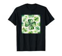 4 Leaf Clovers Pattern Happy St Pattys Day Lucy Irlanda Mom Maglietta