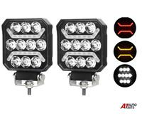 4 " LED Lavoro Giallo Rosso Luce X2 Pois Guida DRL Fuoristrada Camion SUV 12-24V