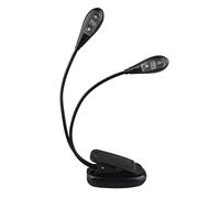 4 LED Music Stand Lampada Luce del Libro Cavo USB e Alimentatore batteria Portatile Lampada con Molletta for pianoforte, Viaggio, e-reader & Bed Headboard (Doppia testa)