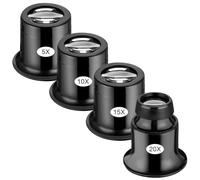 4 lenti di ingrandimento per orologiaio, 5x/10x/15x/20x gioielli, lente d'ingrandimento portatile, lente di ingrandimento in vetro, passante per monete, diamanti, francobolli, orologi, hobby
